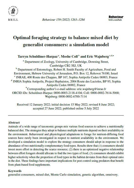 Optimal foraging strategy to balance mixed diet bygeneralist consumers ...